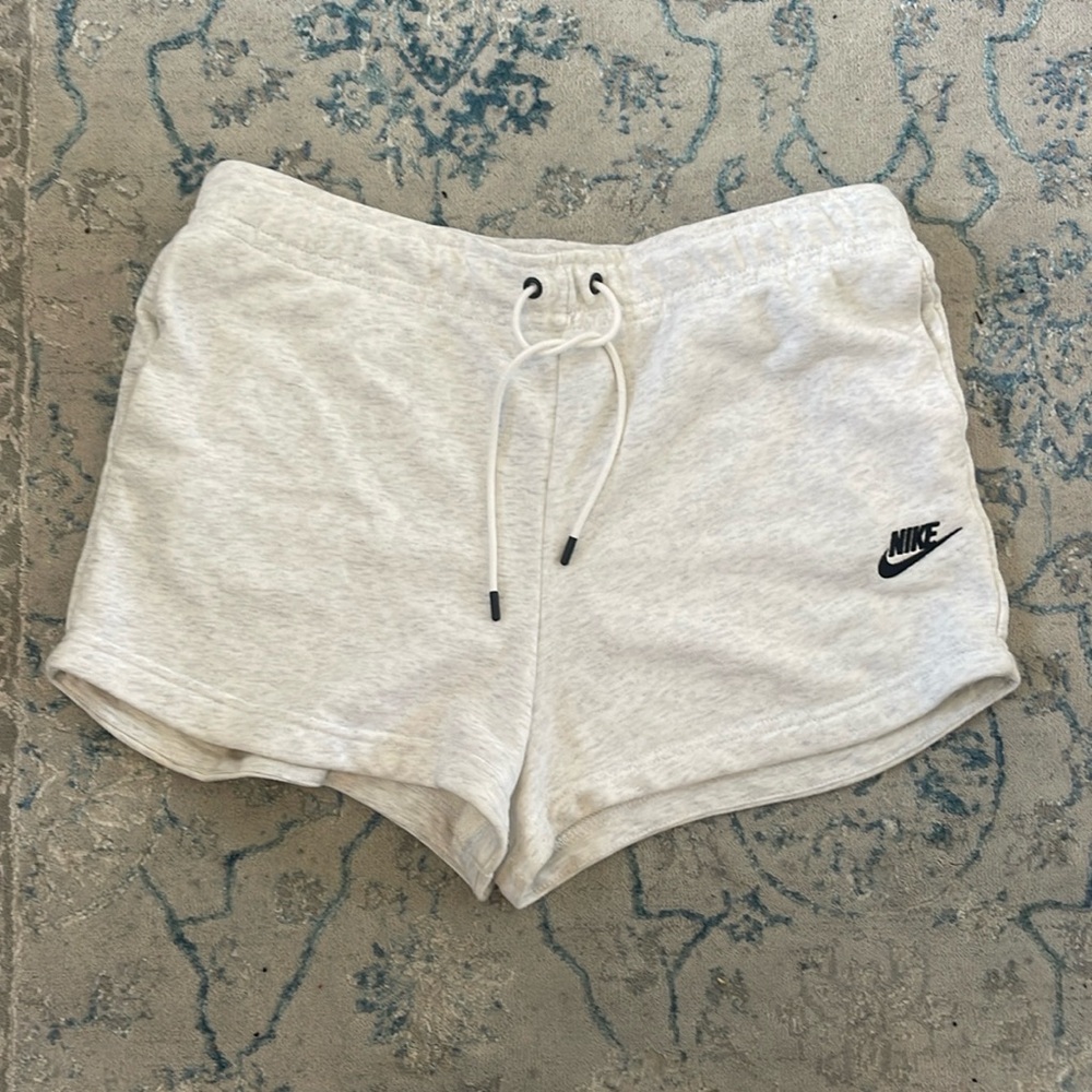 White Nike sweat shorts